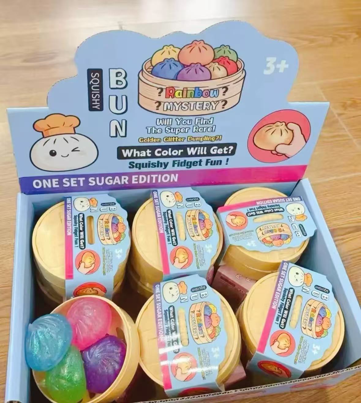 4 mini sugar Kawaii Squishy dumplings，Super Soft Slow Rebound Stress Relief Fidget Toy